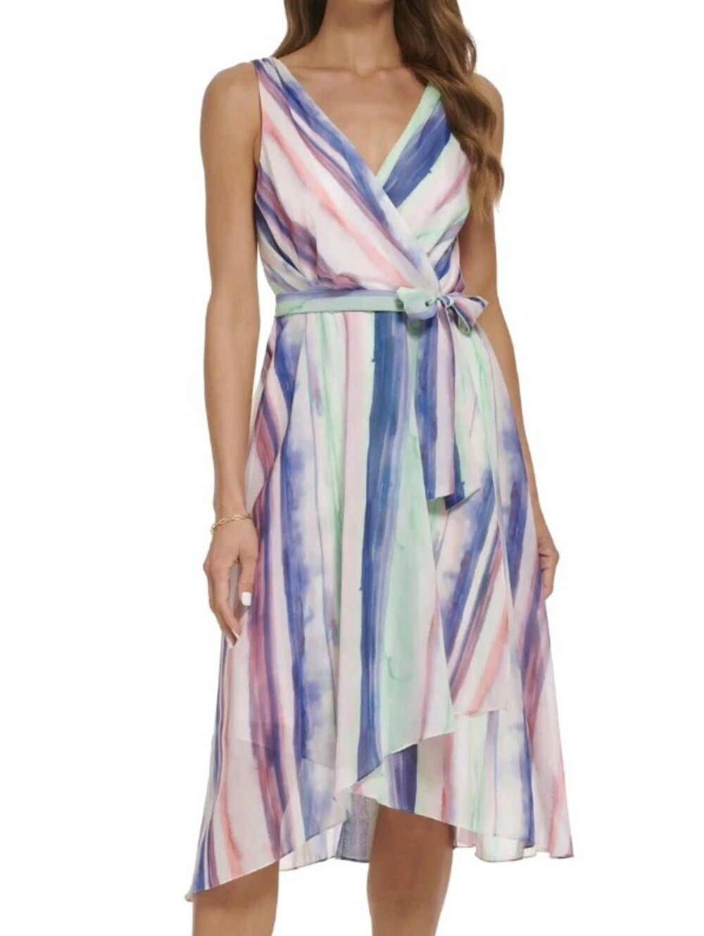 DKNY Sleeveless Faux Wrap Dress
